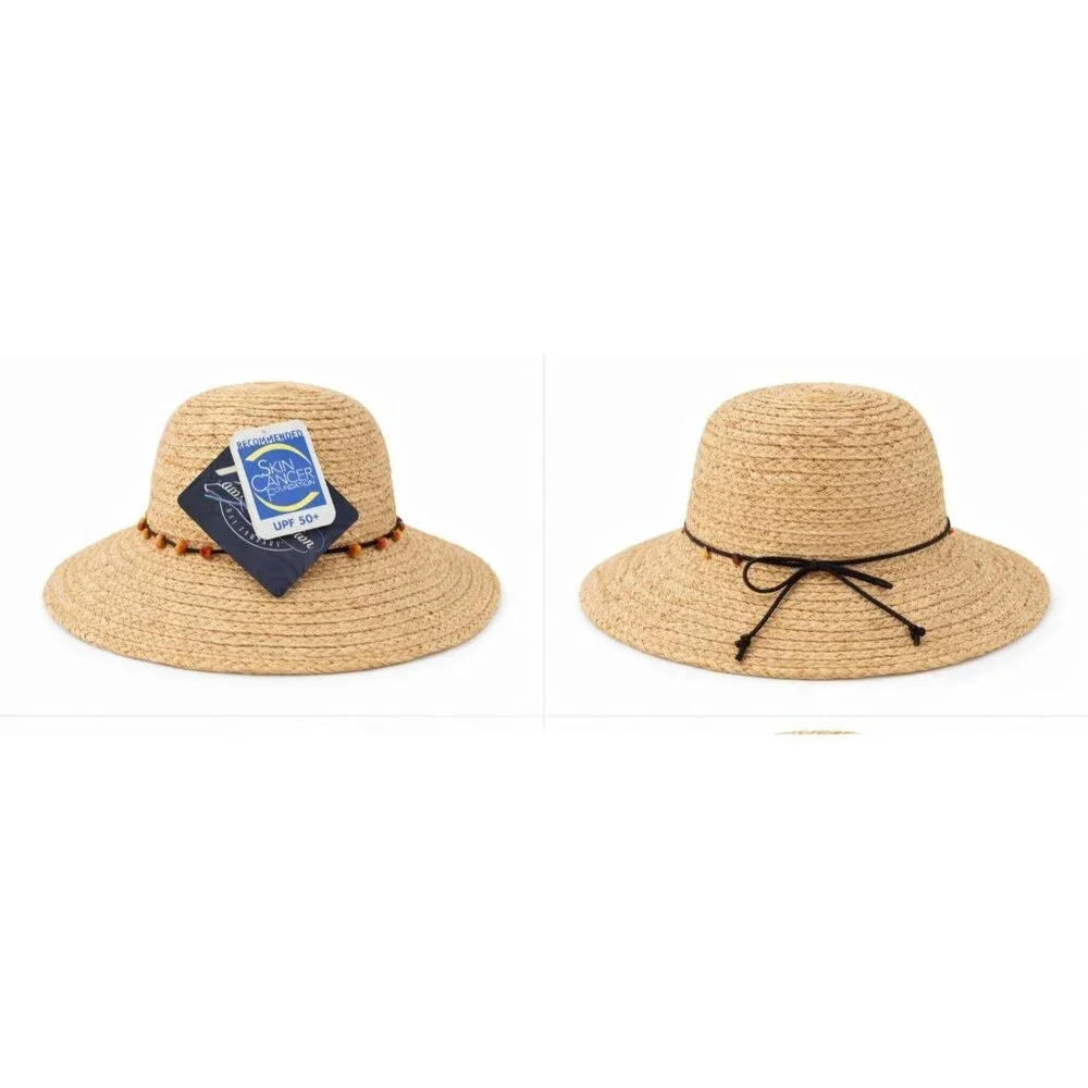 Wallaroo Hat Company Blair Raffia Sun Hat UPF 50+ Skin Cancer Foundation NWT - Picture 2 of 10
